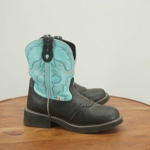 Justin Womens Gypsy Boots Cowboy Western Black Baby Blue Leather Size 8B